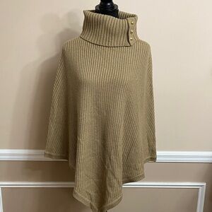 Michael Kors Tan Ribbed Poncho Sweater EUC